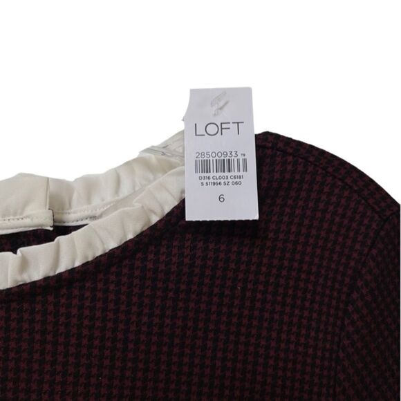 NWT Ann Taylor LOFT Red Petite Shift 6 Contrast Trim Ruffled-neck DRESS - Picture 7 of 8